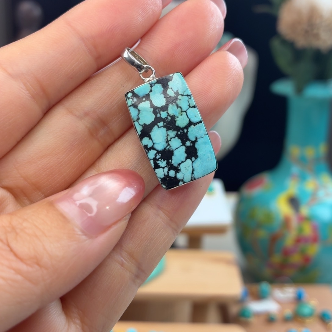 绿松石银S925镶嵌颈饰