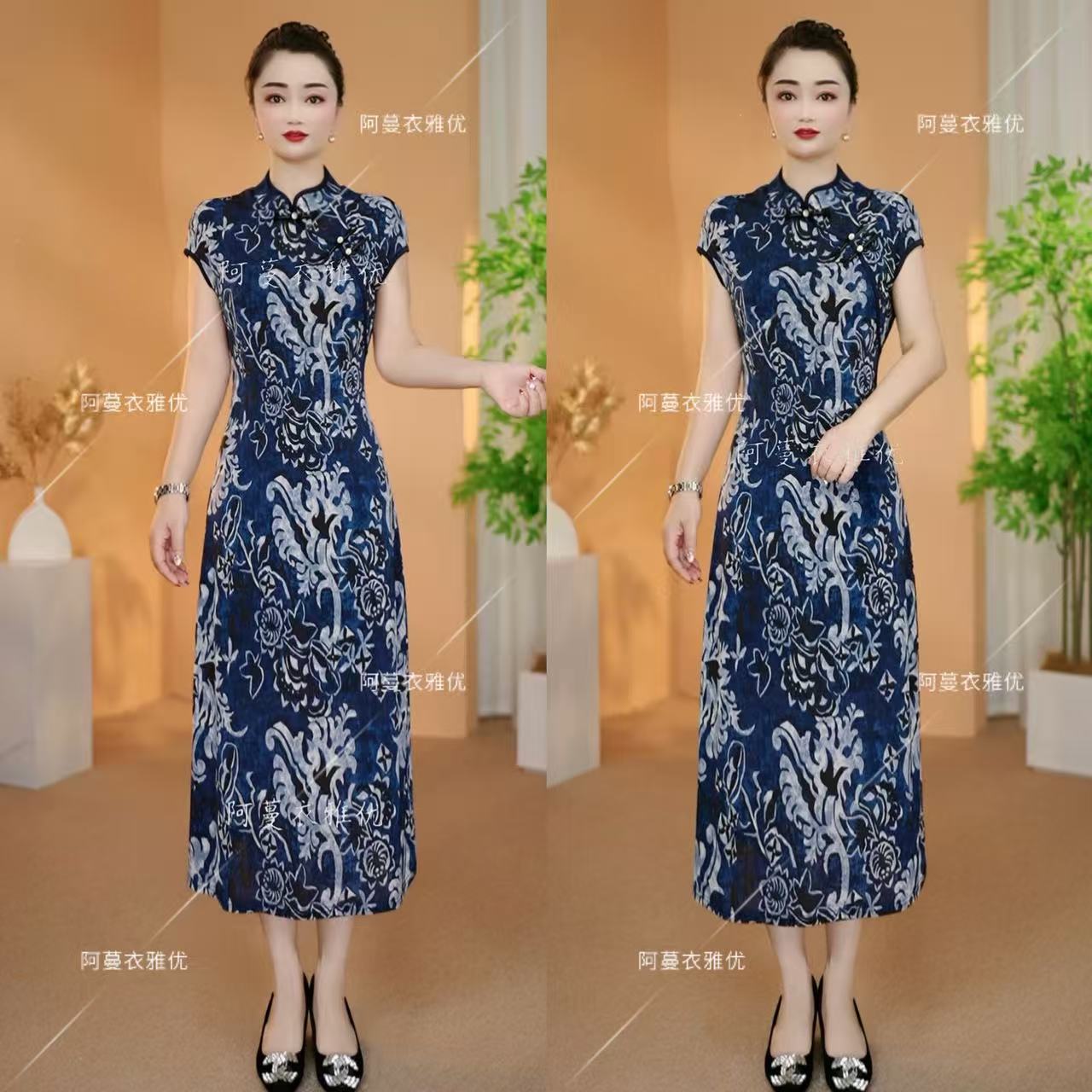 【衣雅严选】8082-2313#新款时尚款简约款飞飞袖新中式旗袍连衣裙