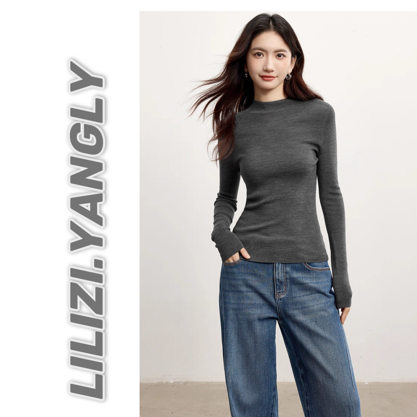 黎黎子100绵羊毛极细纱线半高领经典款打底衫针织衫