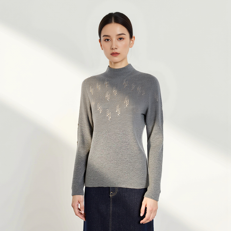 秋冬女士100绵羊毛半高领一线成衣毛衣羊毛衫  清三  HN725-Z1