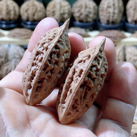 文玩核桃把件柳叶 修尖