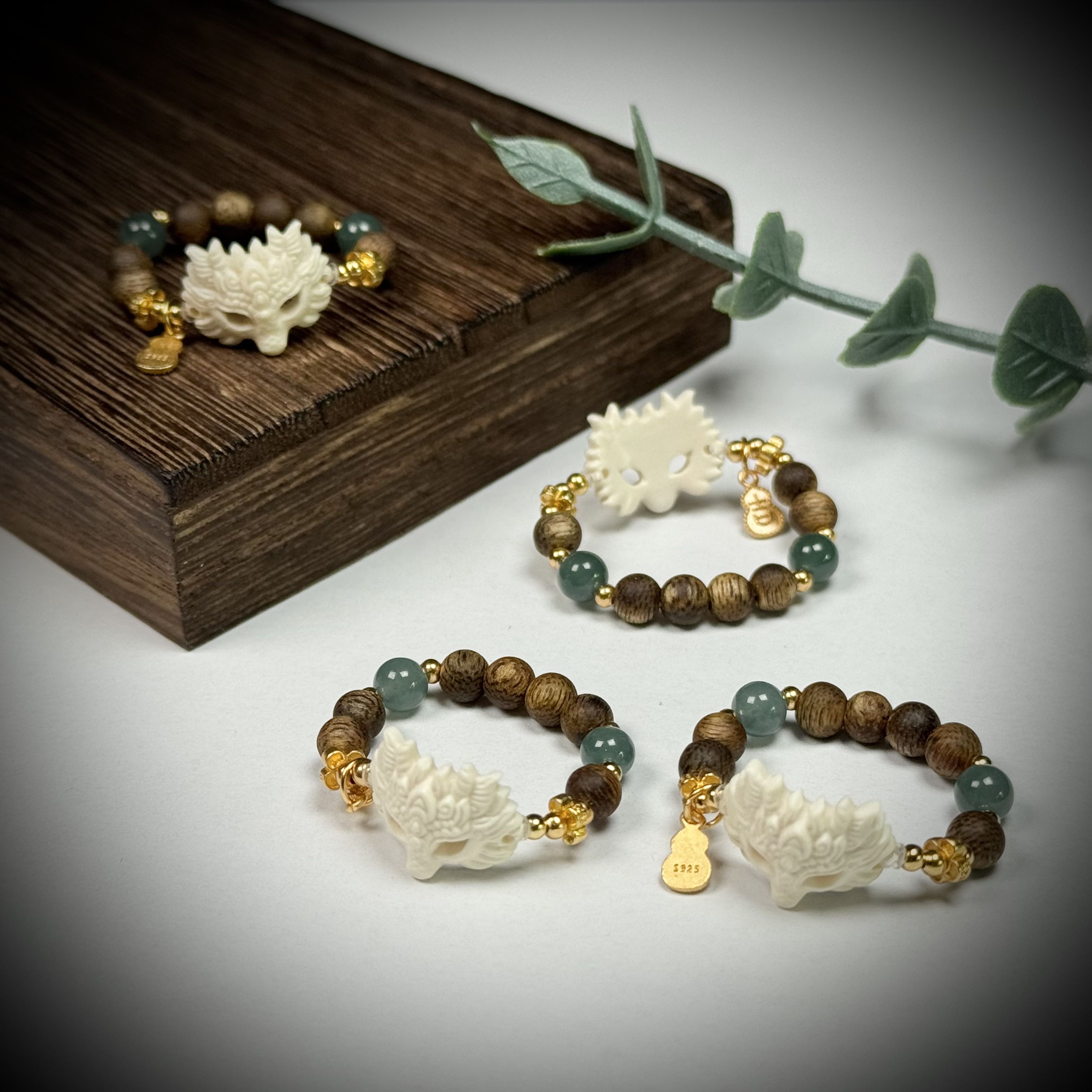 A230-O天然猛犸凤九面具戒圈约13.5*11.5mm随机一个支持鉴定