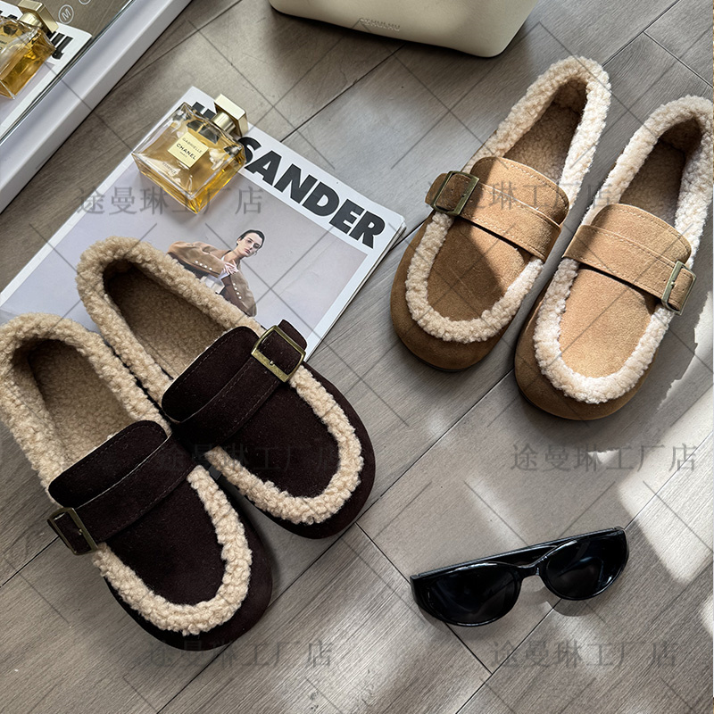 毛毛鞋2025加绒保暖豆豆鞋棉鞋一脚蹬网红棉瓢鞋女鞋加厚577-5