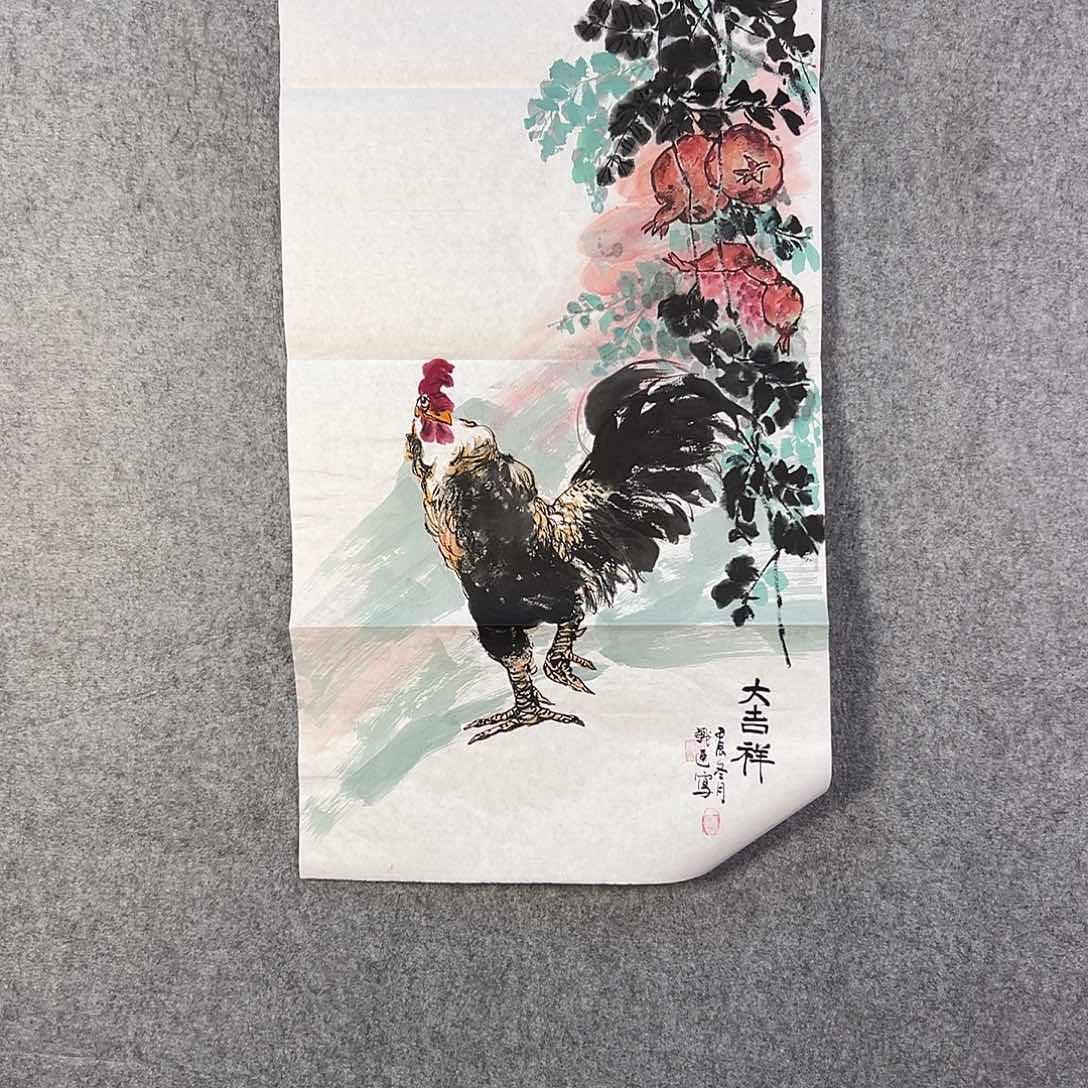 国画438 花鸟在树丛的顶端鸣叫叫声响