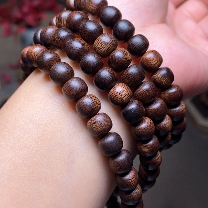 沉香手串越南芽庄帝王金丝蛇皮黄棋楠0.8✖️108