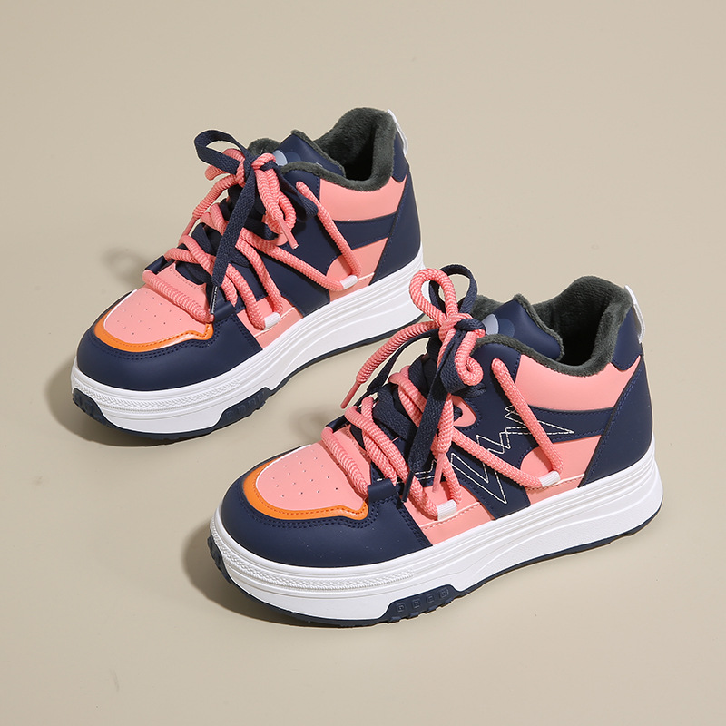 2024时尚休闲冬季加绒小白鞋子女鞋学生百搭加厚保暖棉鞋运动潮鞋