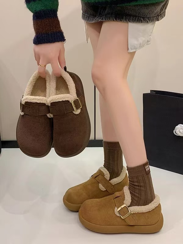 新款冬季休闲风纯色厚底毛毛口鞋F706-2