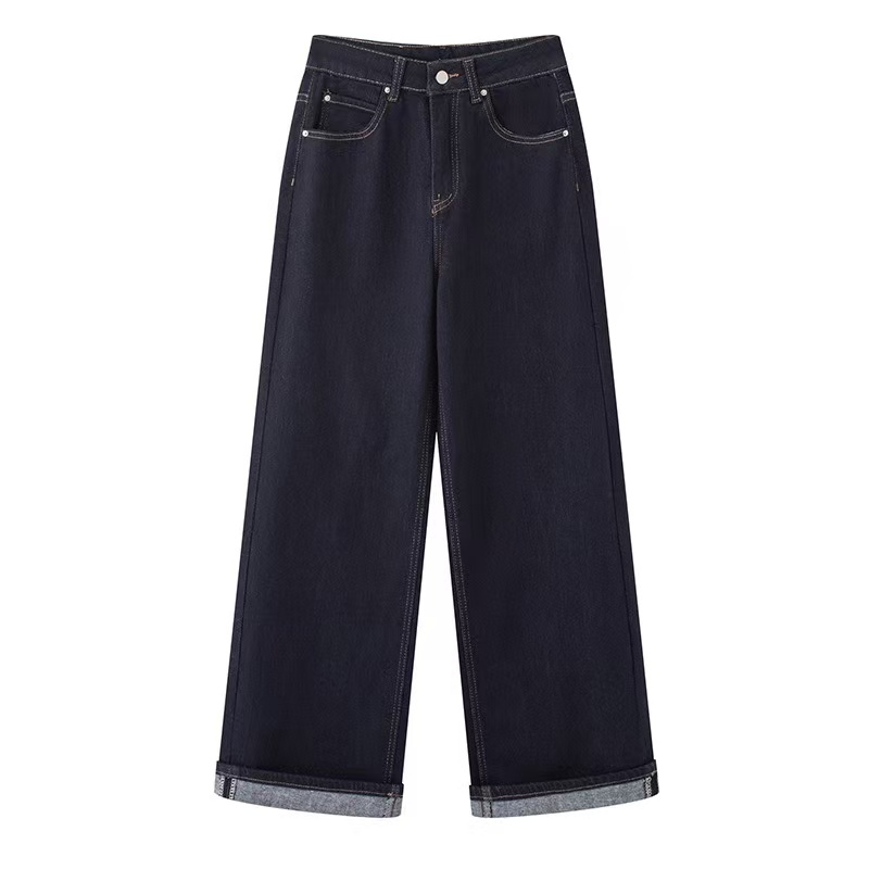 MM商场同款2025秋冬新款时尚显瘦高腰直筒加薄绒牛仔裤女2851