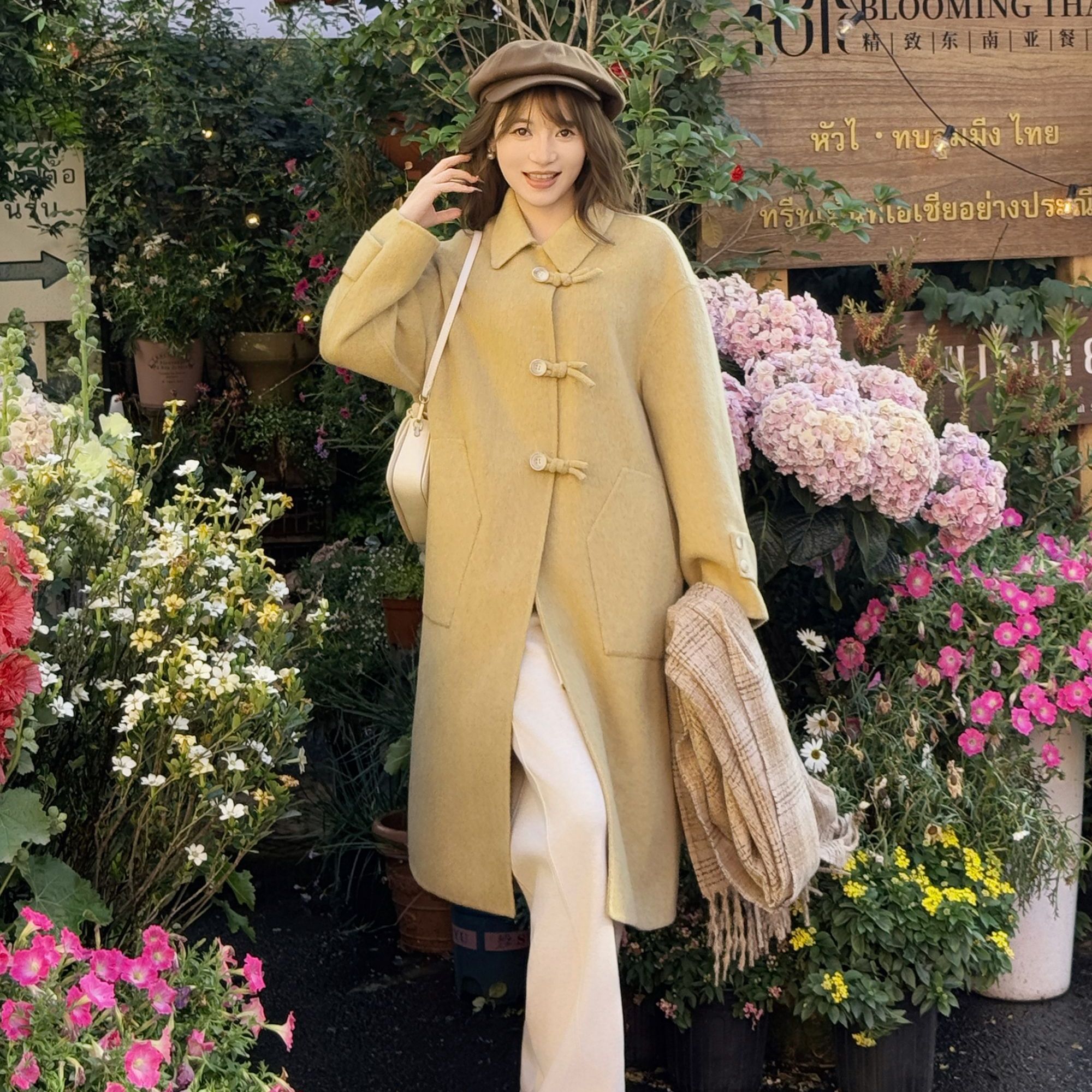 洋气扎染秋冬常规韩版时尚百搭冬季羊毛大衣82501 