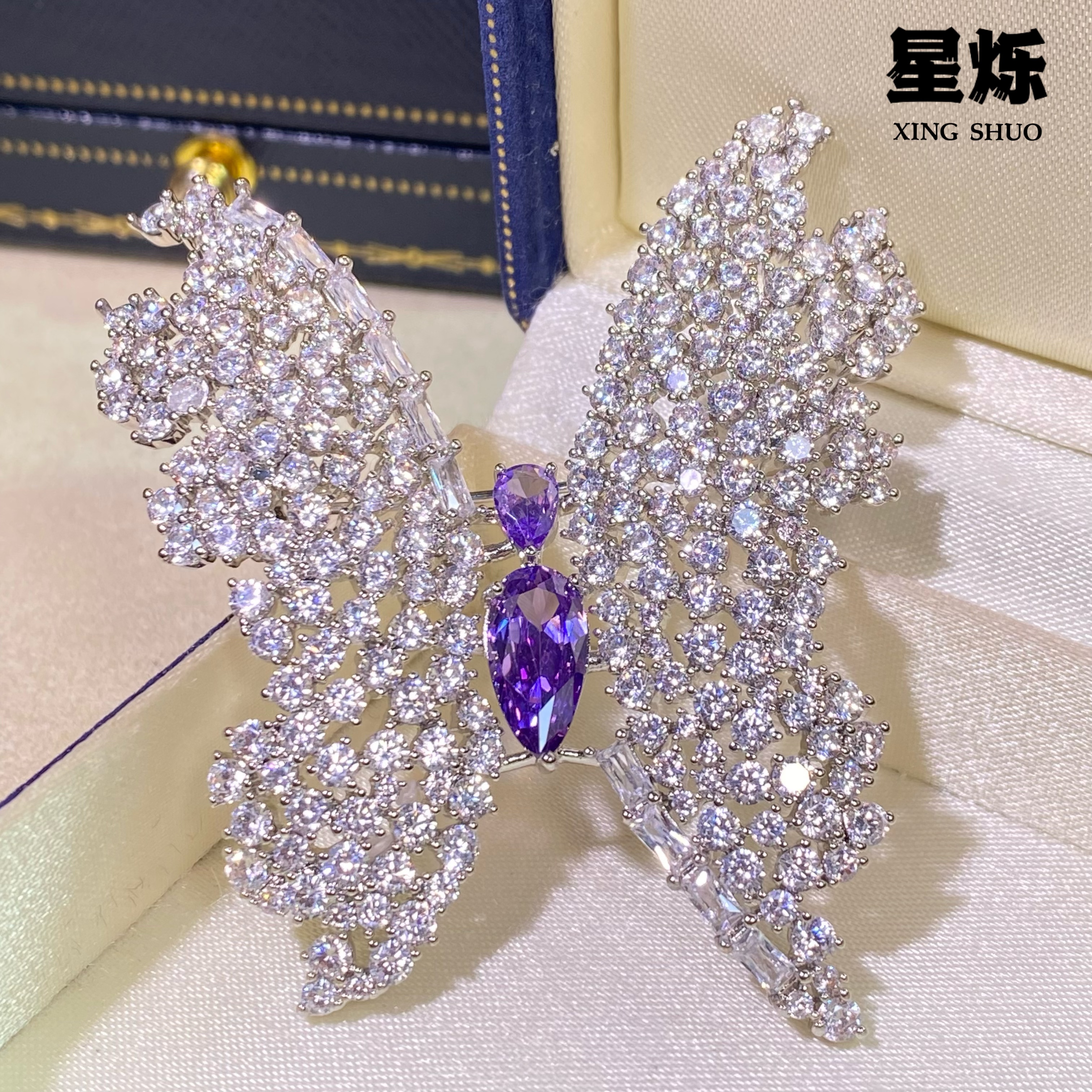 铜合金胸针 【月光蝴蝶】高端定制设计款胸花时尚百搭超仙优雅8039