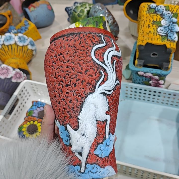 红陶吸水透气的白陶花盆凑满12发货