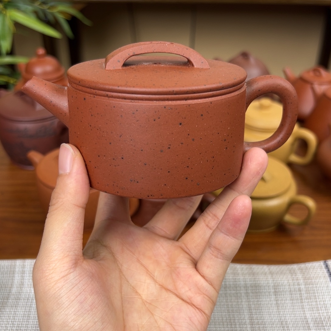紫砂茶壶紫砂壶一片瓦大红泥200cc全手