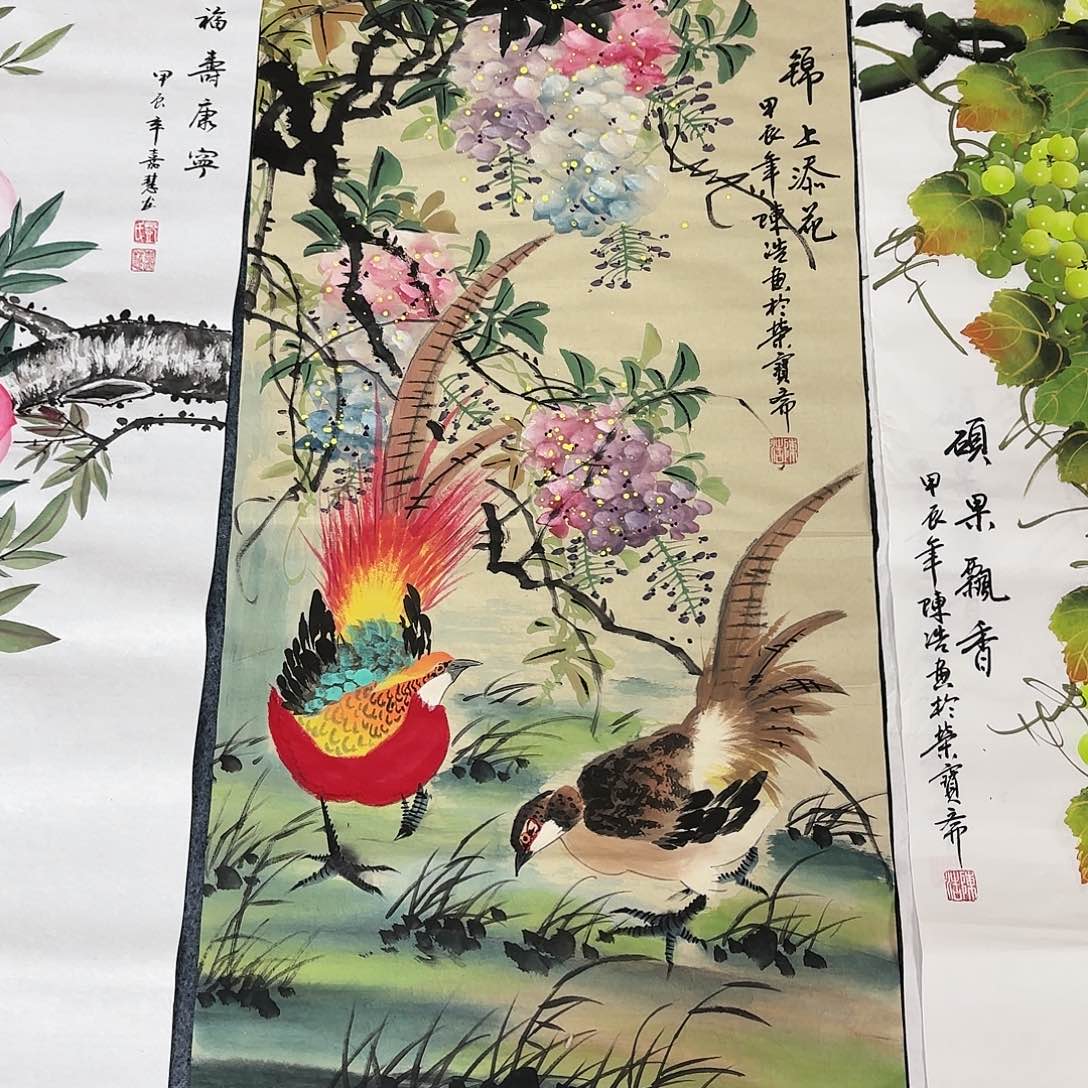 国画尺寸50X100手绘作品 