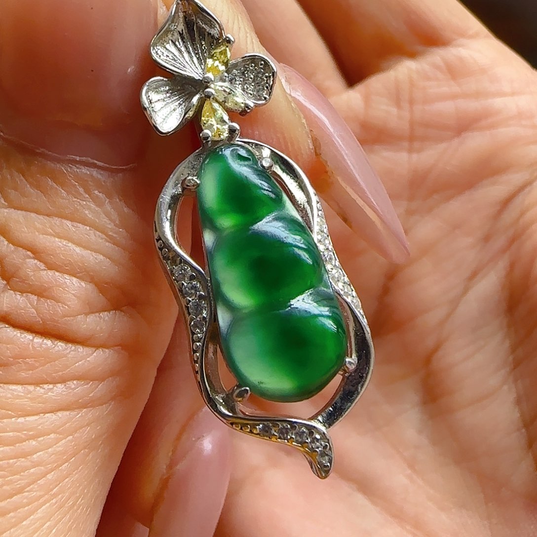 翡翠颈饰银S925镶嵌翡翠285