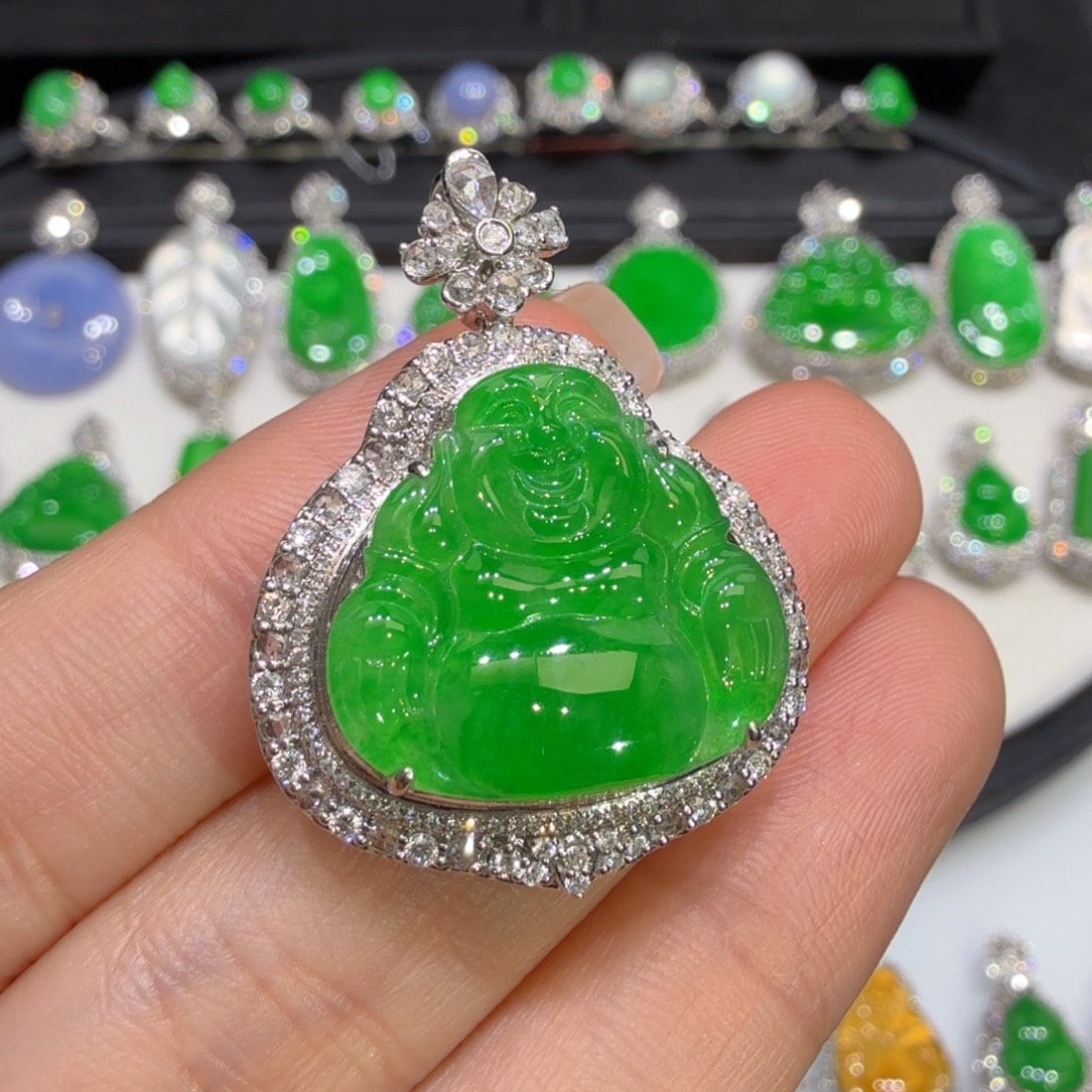 翡翠18K金镶嵌颈饰48小时鉴赏期