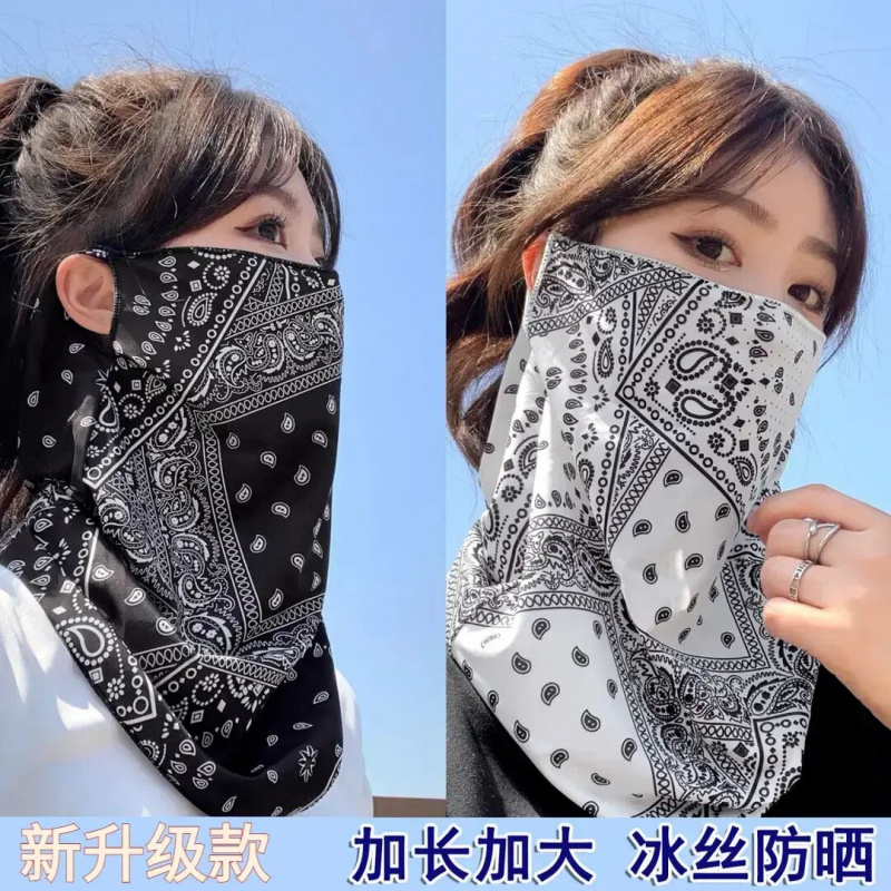 防晒面罩护颈一体男女冰丝面纱骑行旅游户外遮脖子遮全脸防紫外线