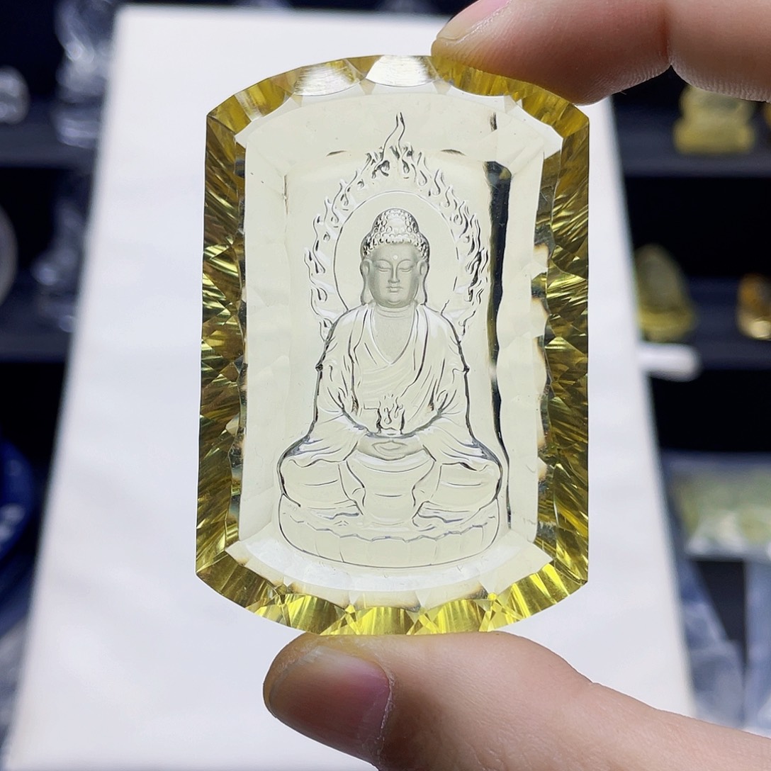 未镶嵌颈饰水晶大*黄水晶千禧面大日如来吊坠