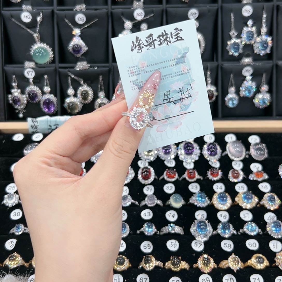 烟晶戒指银S925镶嵌蛋***v