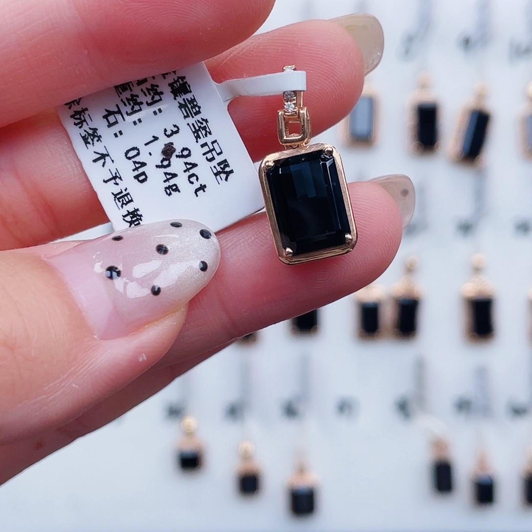 吊坠(不含链)18K金镶嵌碧玺