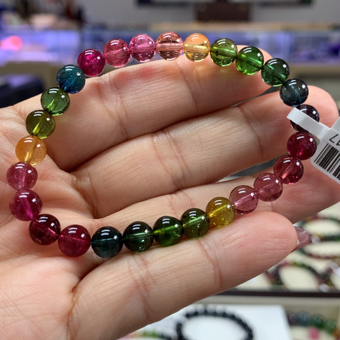 碧玺手链未镶嵌6.8毫米左右