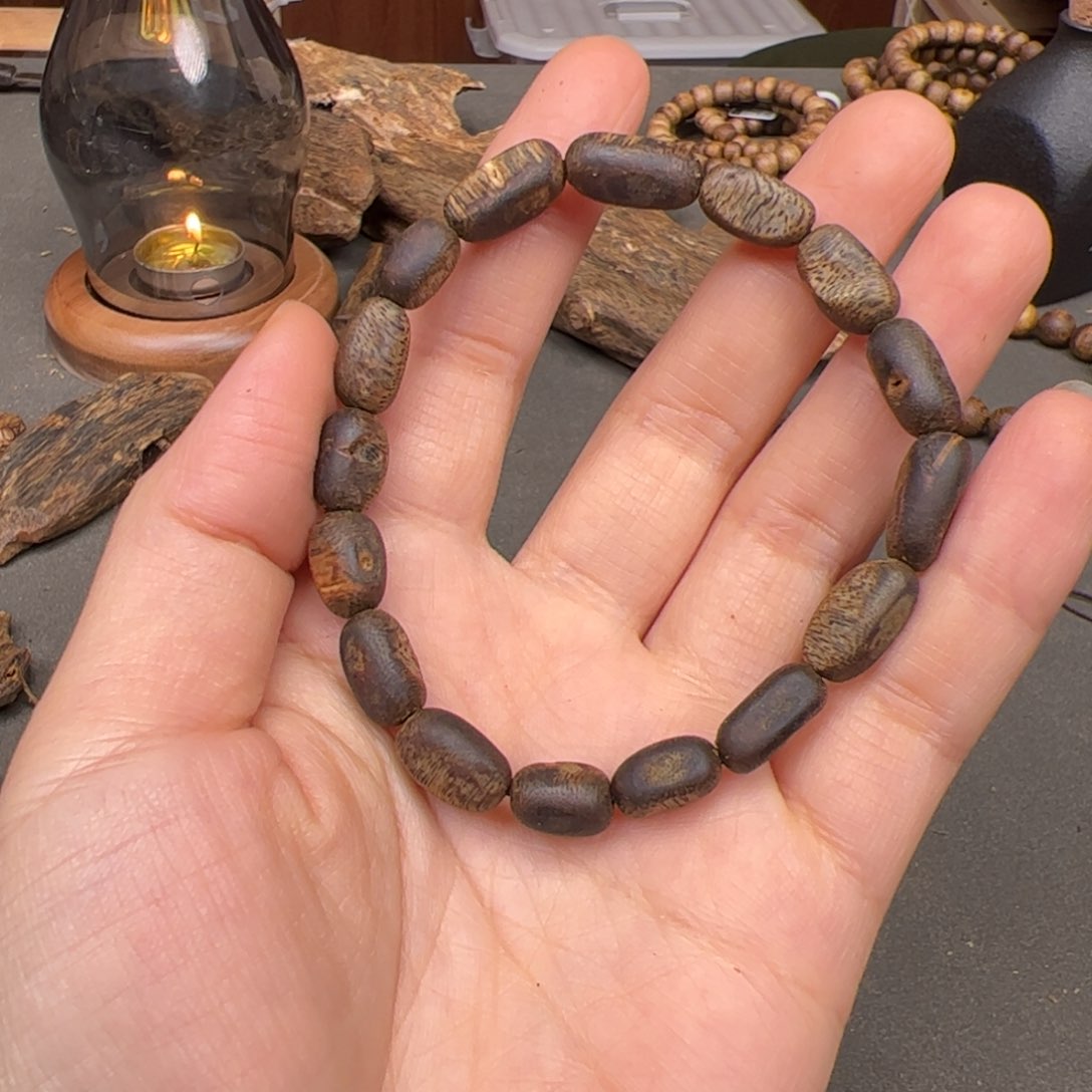 沉香手串醇化老料奇楠沉水留疤手串8mm
