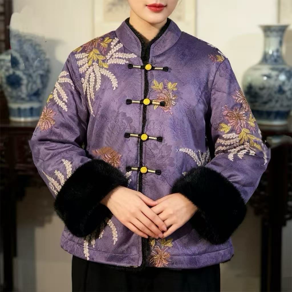 1697织梦外套常规款上衣显瘦秋冬唐装女装网红长袖小衫复古