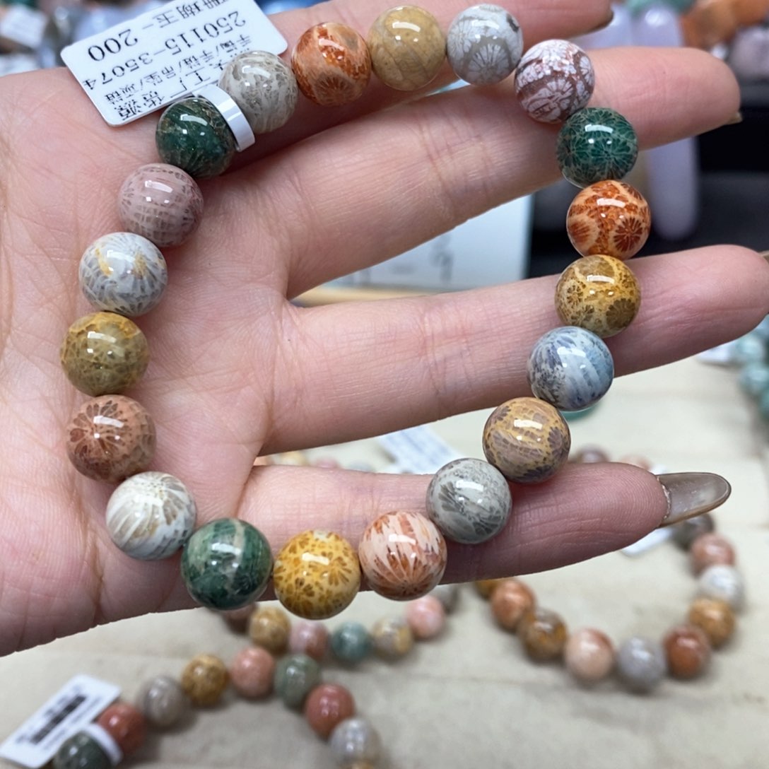 硅化珊瑚（珊瑚玉）手链未镶嵌我***肉495