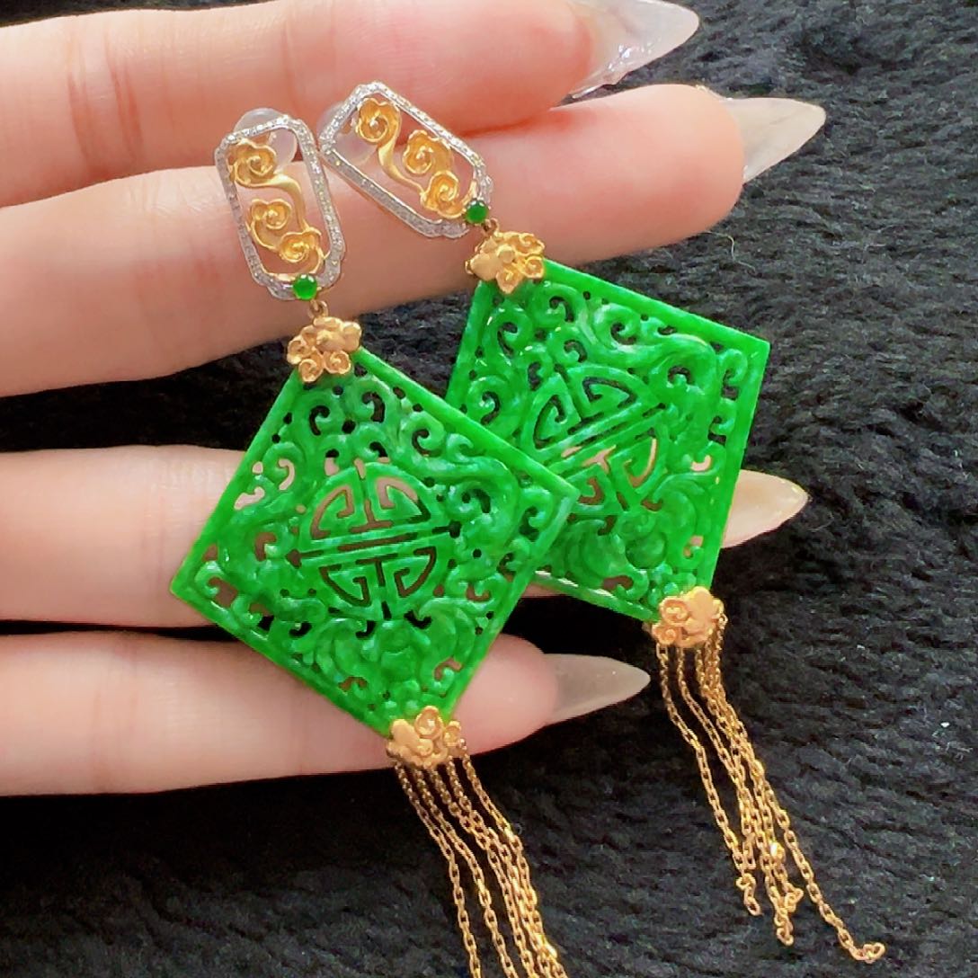 翡翠耳饰18K金镶嵌【福利款】签收后24小时鉴赏期