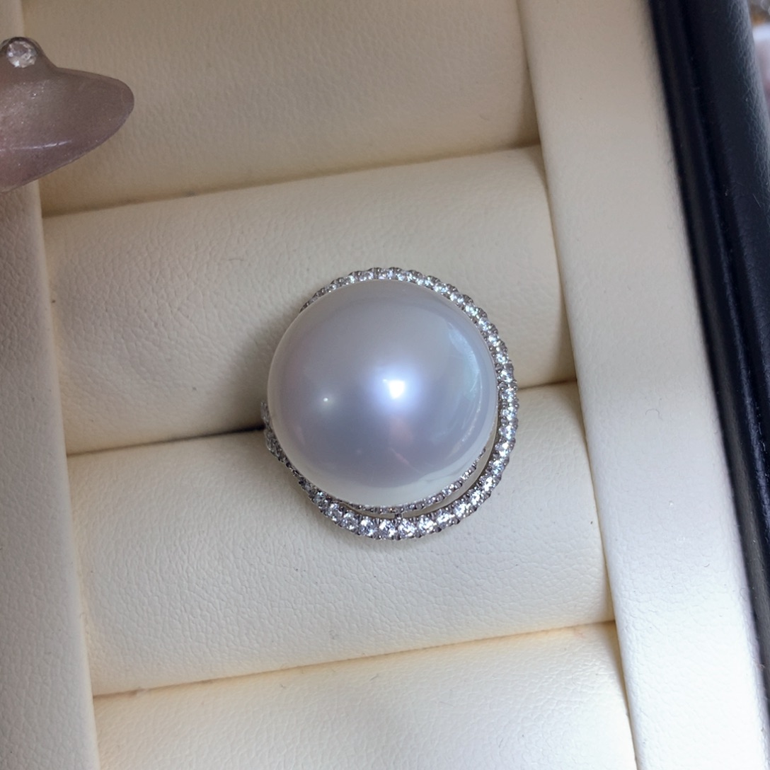 海水珍珠戒指18K金镶嵌