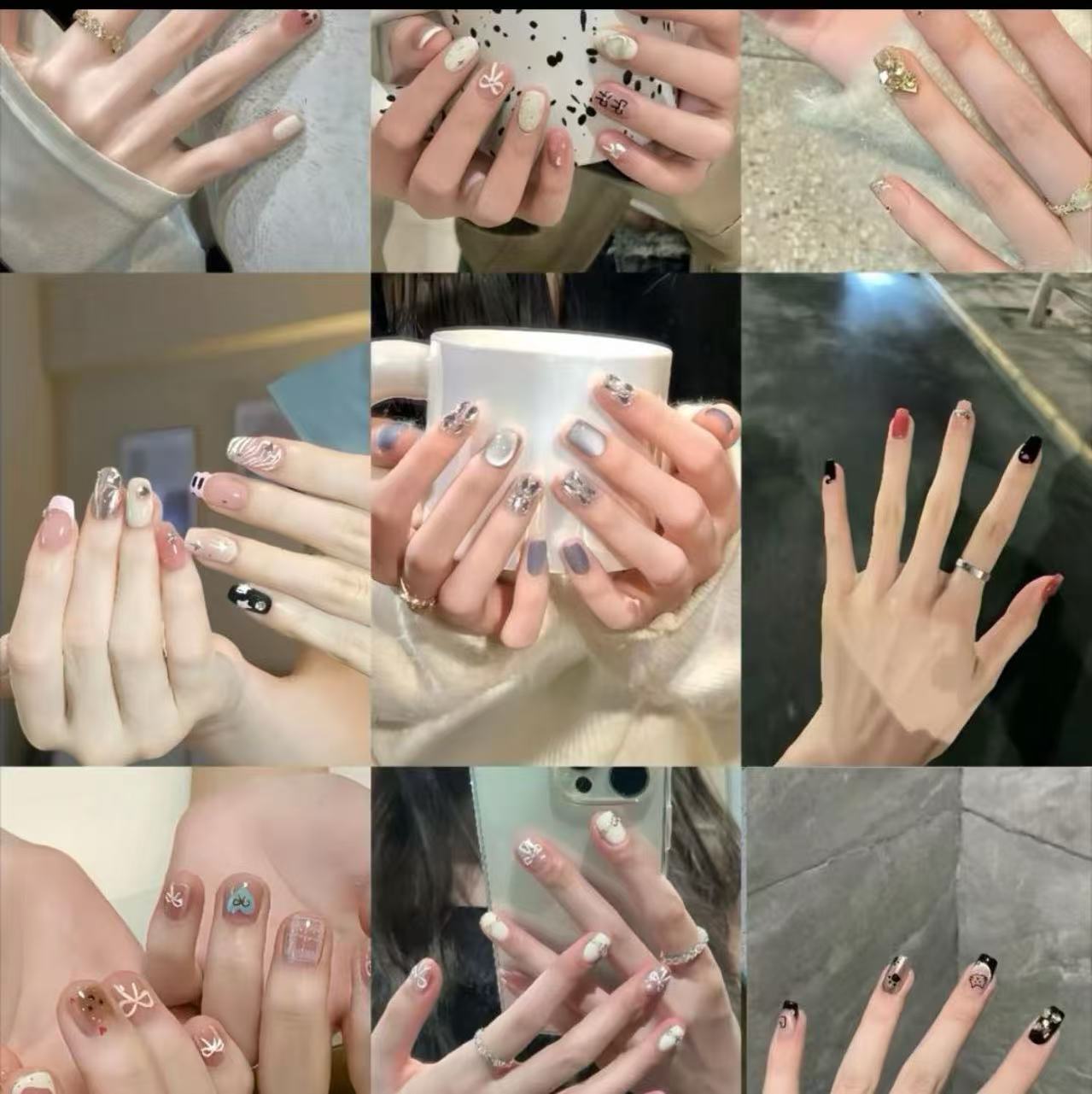 【A01-A10】新款纯手工穿戴甲短款渐变裸色简约显白ins