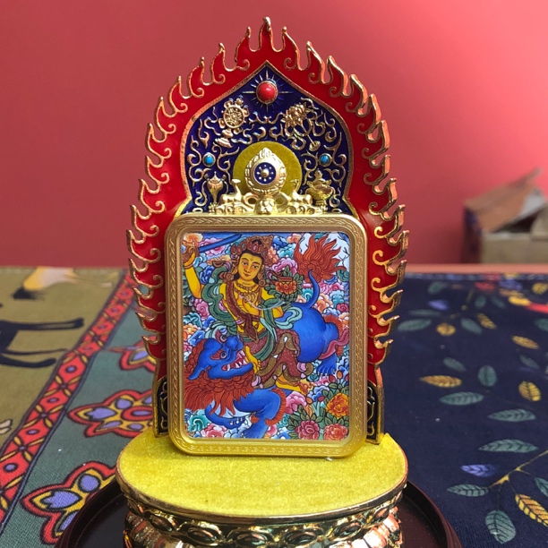 热贡纯手绘文殊菩萨吊坠唐卡