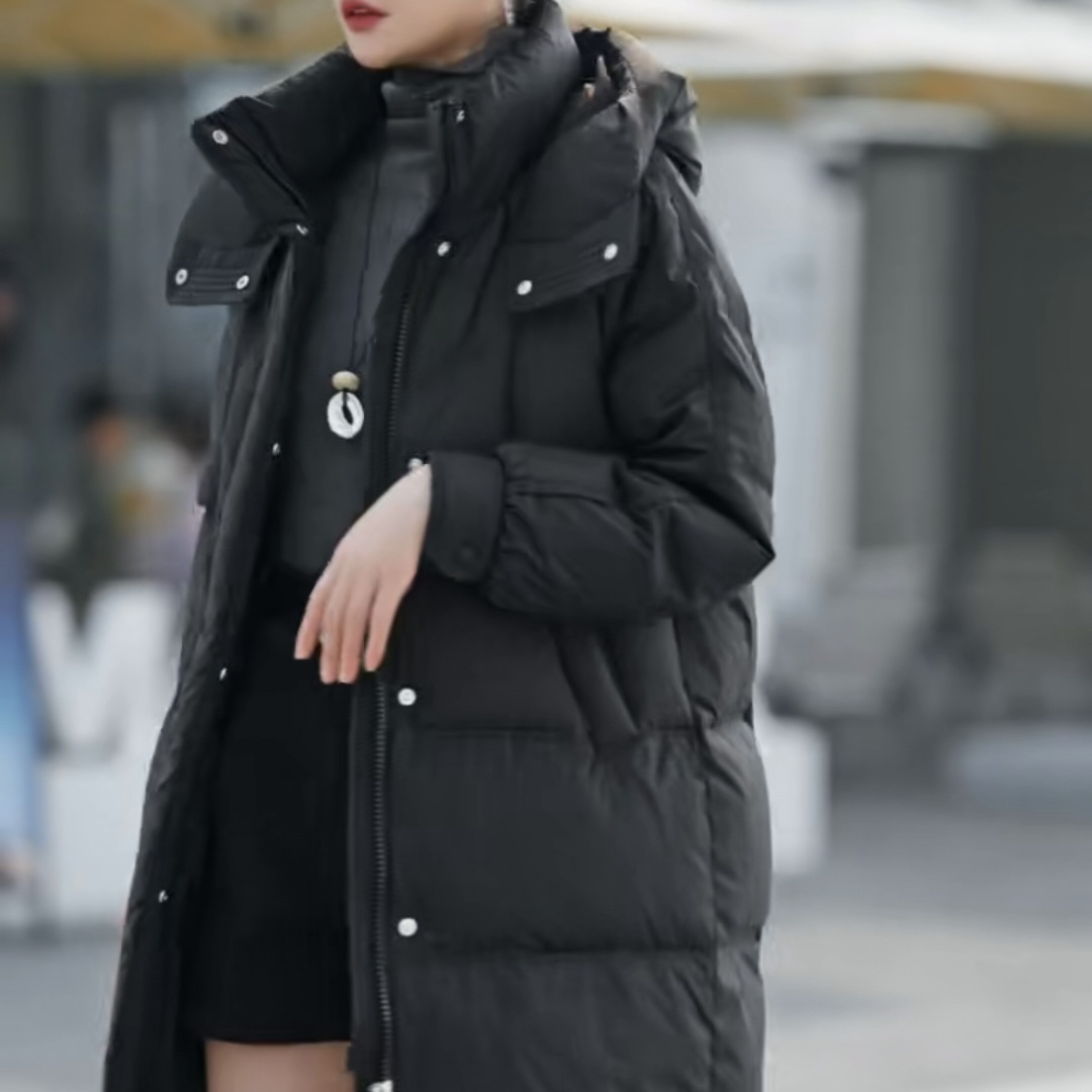 【名角服饰】【长款90白鸭羽绒服】冬季时尚连帽宽松保暖中长款