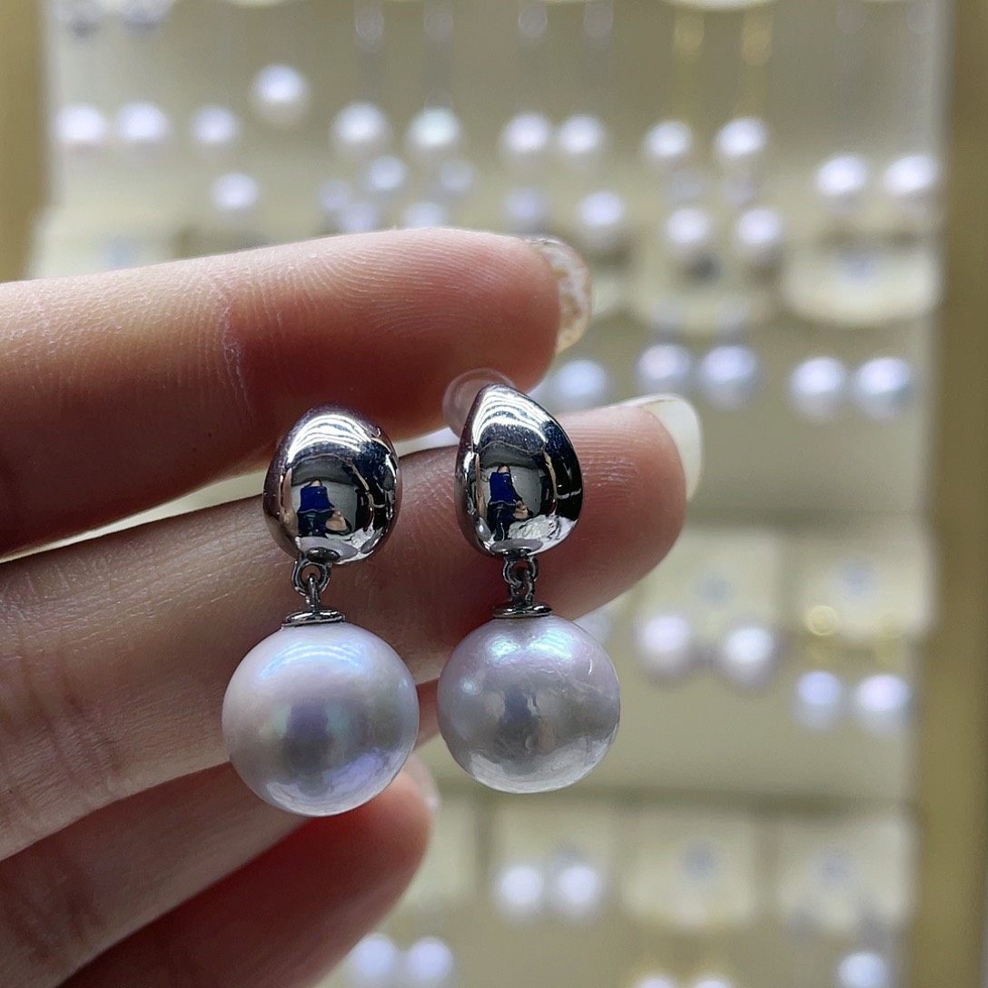 淡水珍珠耳饰银S925镶嵌