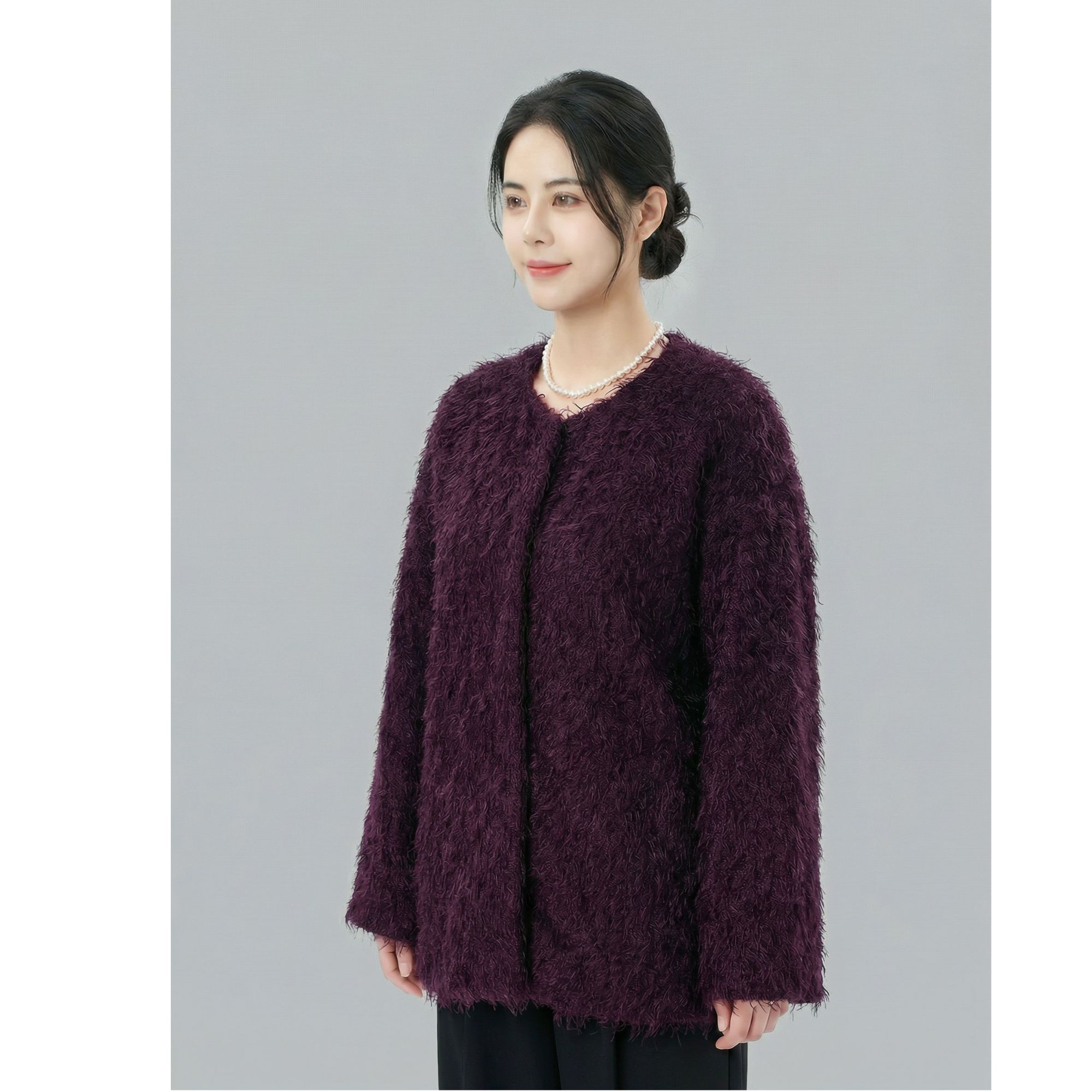 暖韵流光 马海毛复古加厚短款大衣秋冬毛绒外套 SX31-m6062