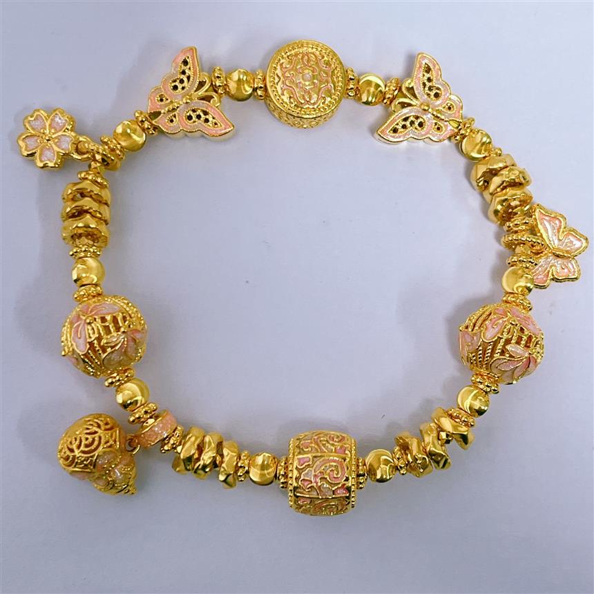 恒宝福【商城推荐】足金999 无氰粉紫花丝蝴蝶葫芦手链