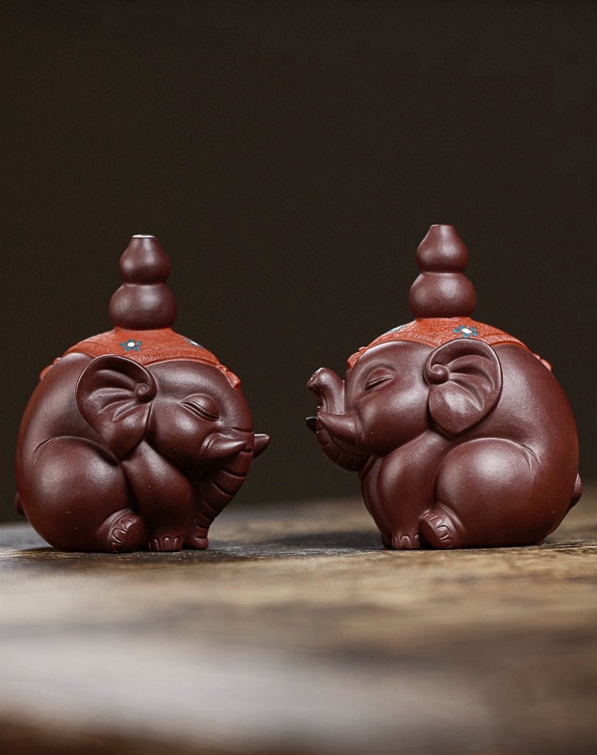 宜兴紫砂对象茶宠原矿紫泥手工可爱可养吉象摆件高端礼品茶玩