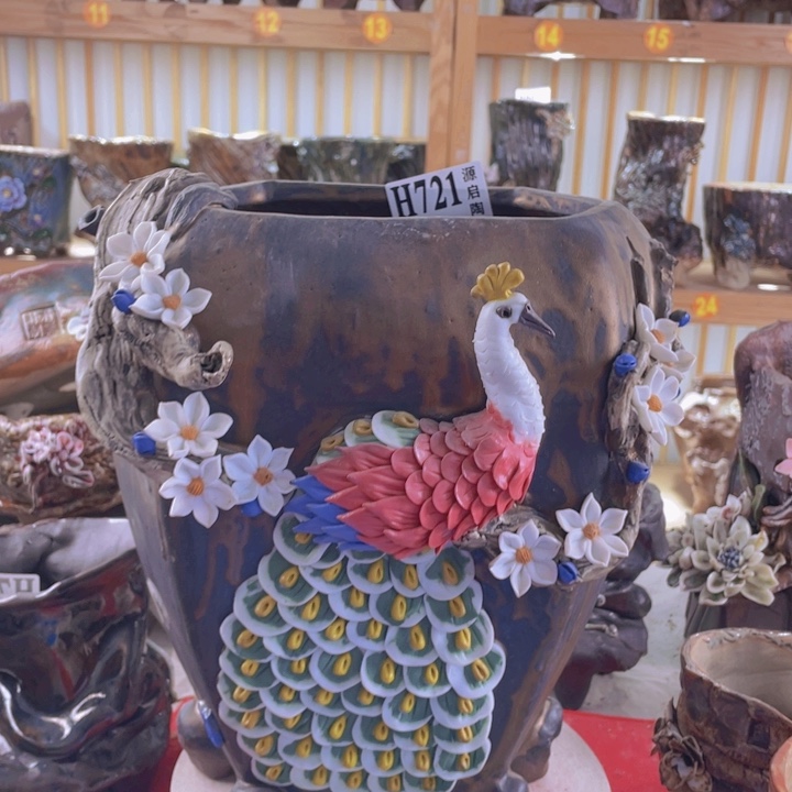 紫砂花盆景德镇陶瓷721