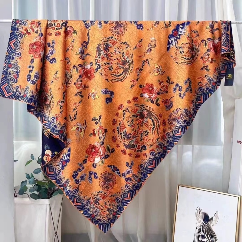 X3-111 凤穿牡丹围巾方巾 140x140 左右