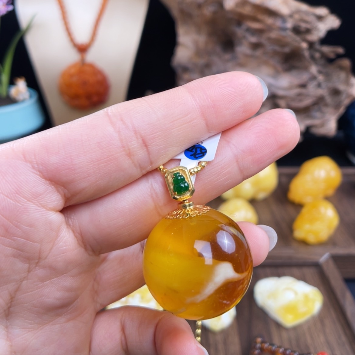 【闪购商品】琥珀珠宝奇石18K金镶嵌