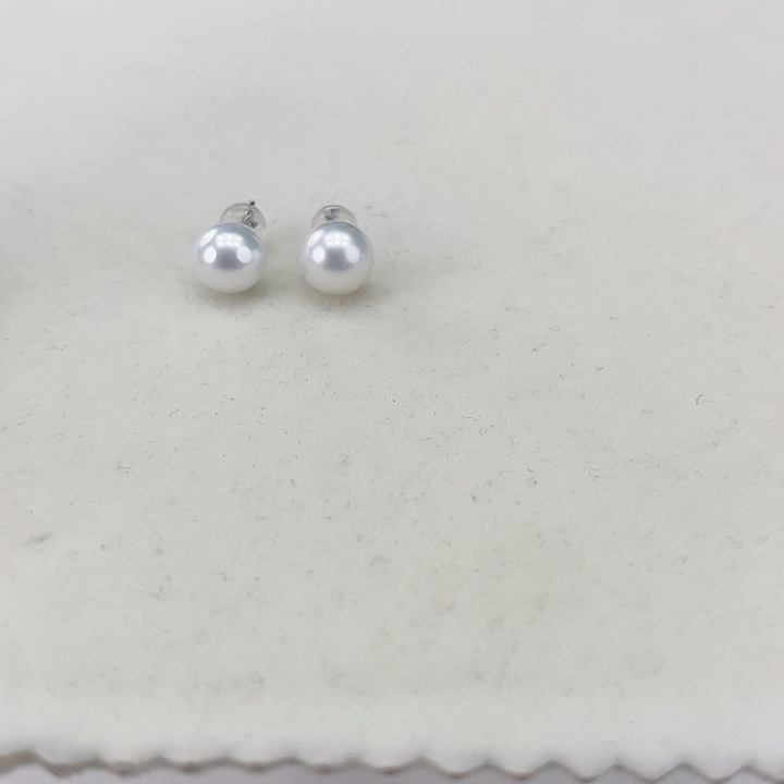 淡水珍珠耳饰银S925镶嵌卡8-9高品