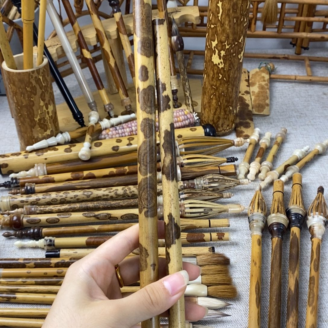 两根黑湘妃竹杆原料