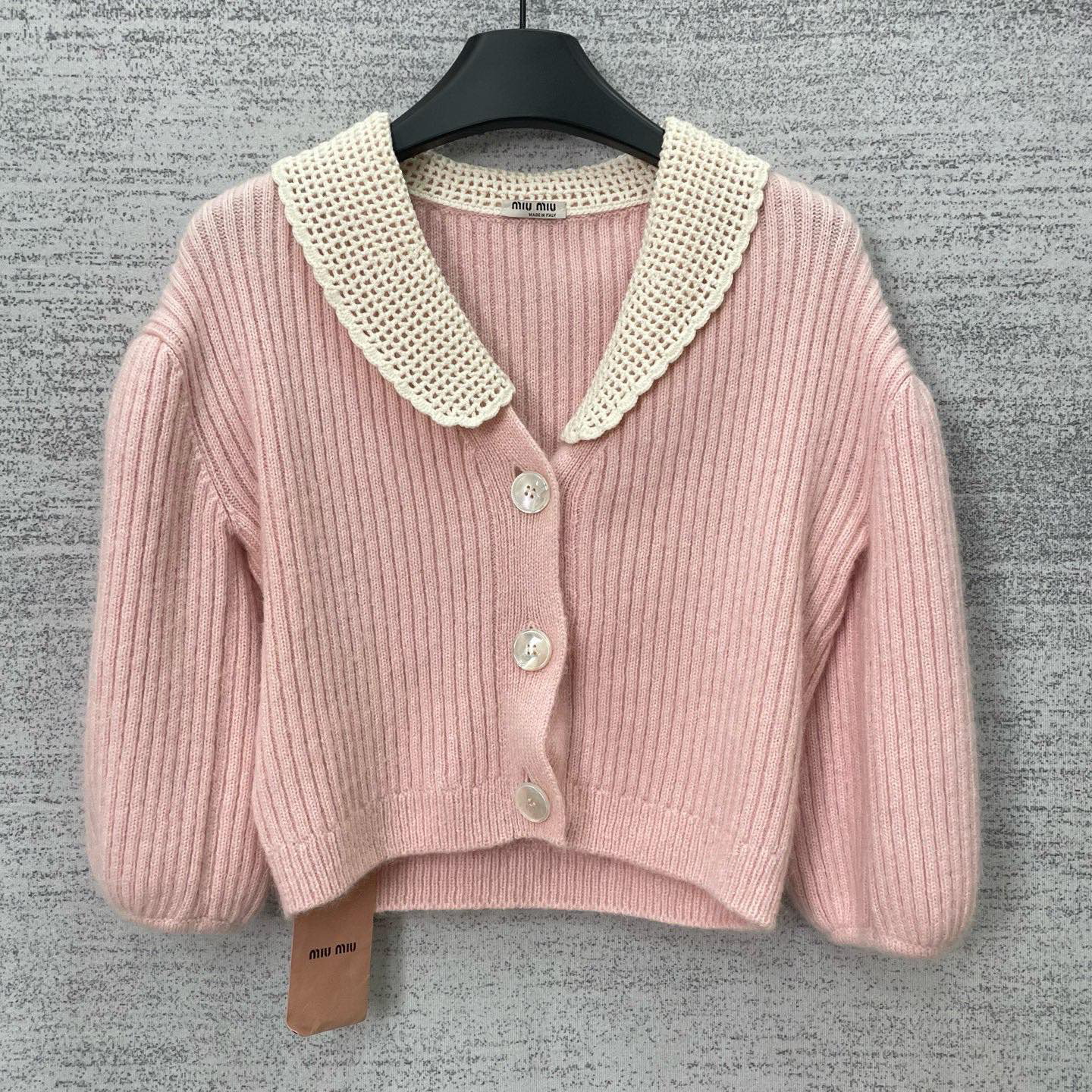 未使用 MIU MIU/缪缪 A100392/粉色针织开衫/38码