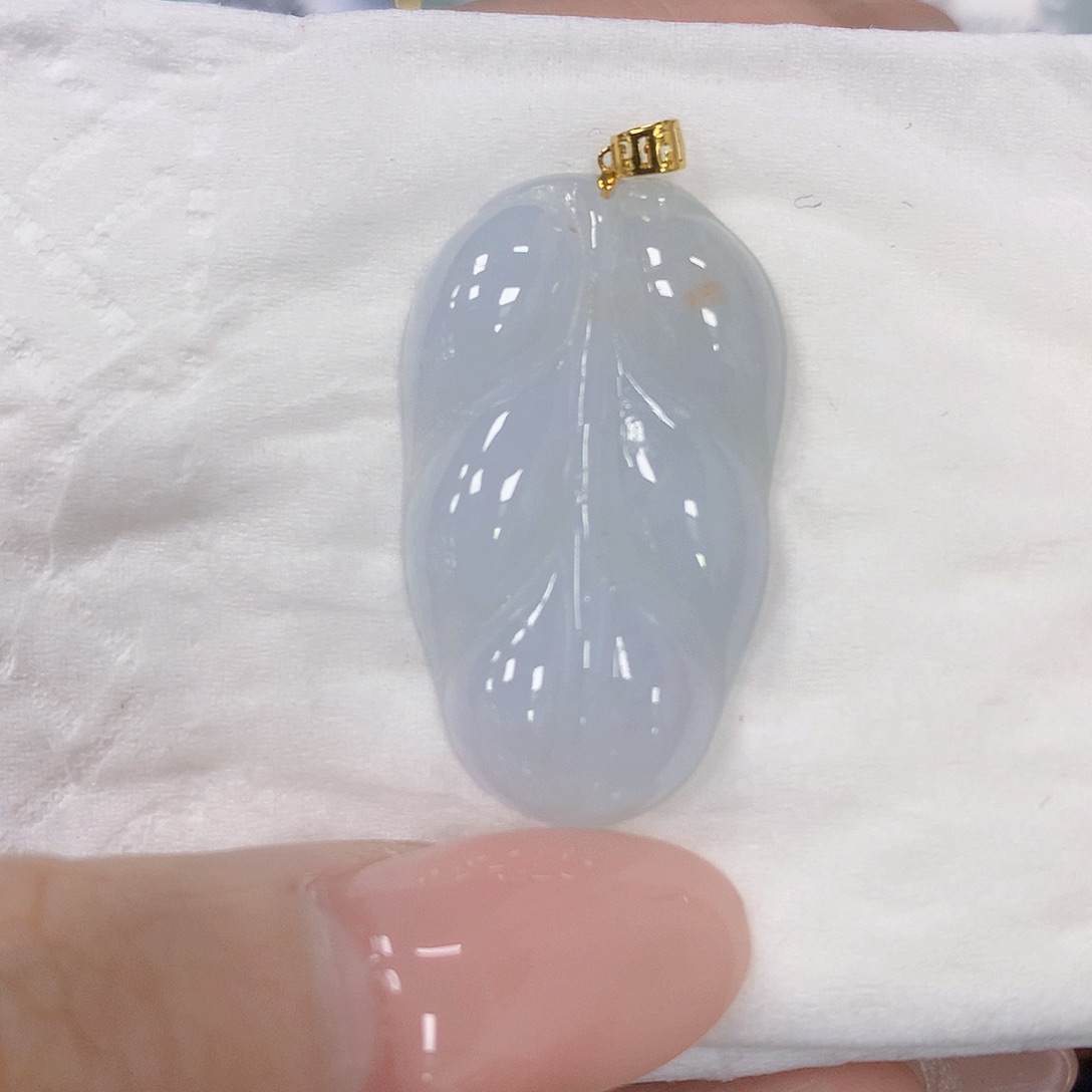 翡翠18K金镶嵌颈饰天然翡翠a货 百元以上9米证书费自理