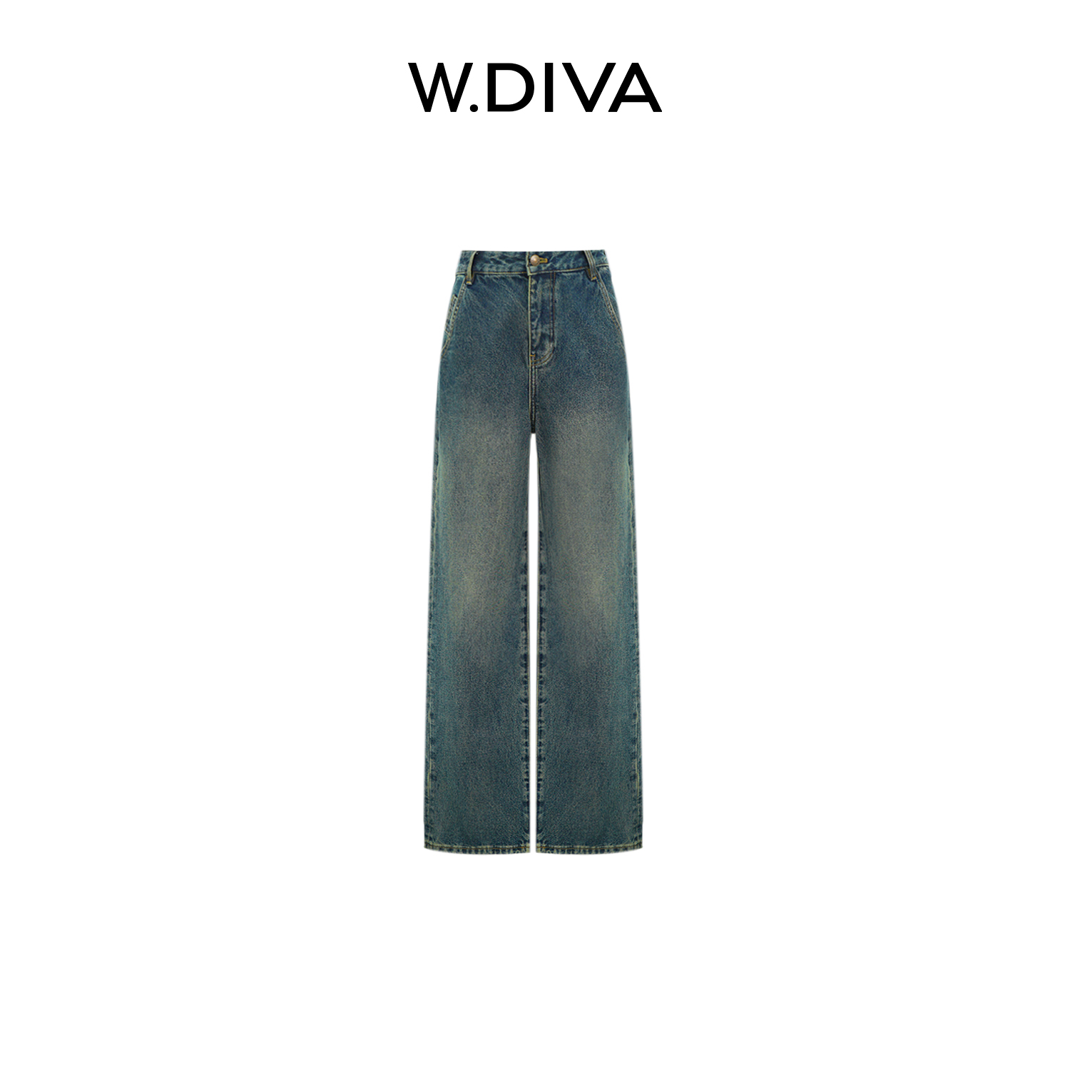 W.Diva【听海】显瘦修身百搭水洗微阔腿牛仔裤洋气衣服女1KDM29740
