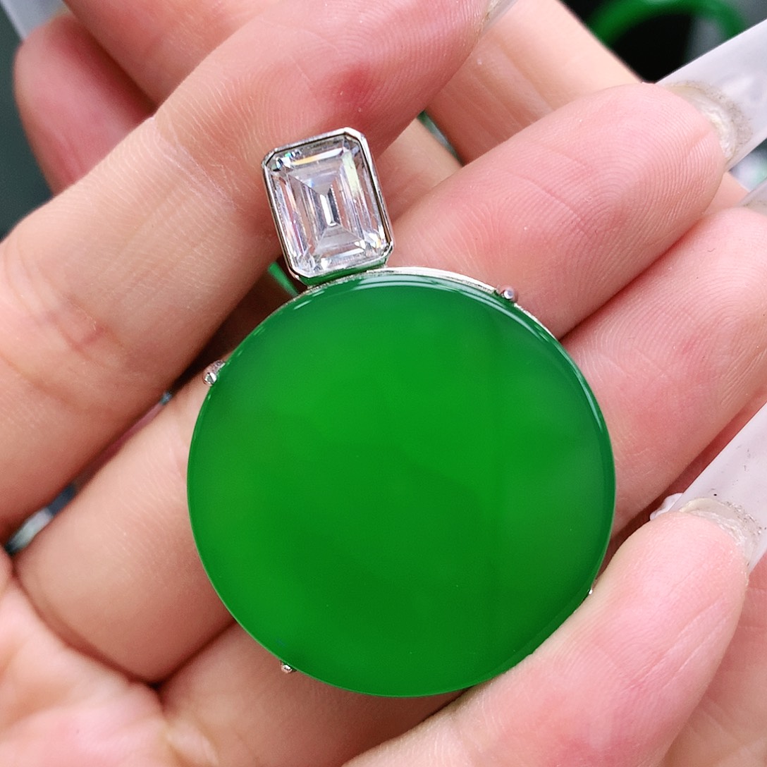 玛瑙/玉髓吊坠银S925镶嵌