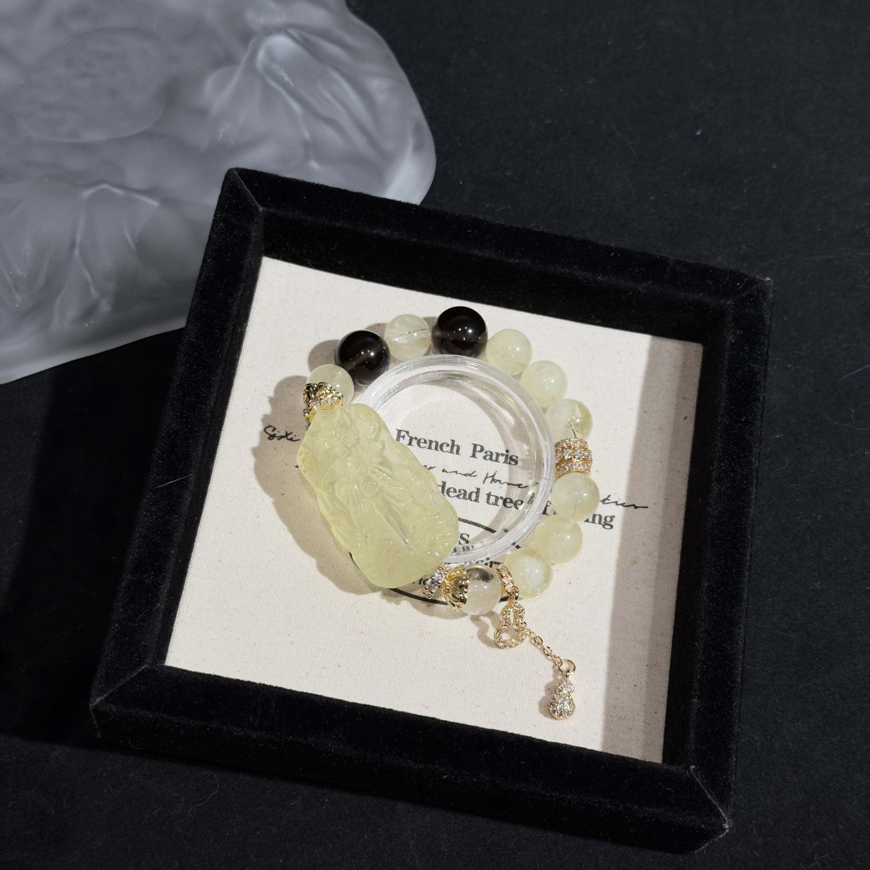 《黑道千金》A525天然水晶黄水晶九尾狐牌原创设计款手串多样性发一