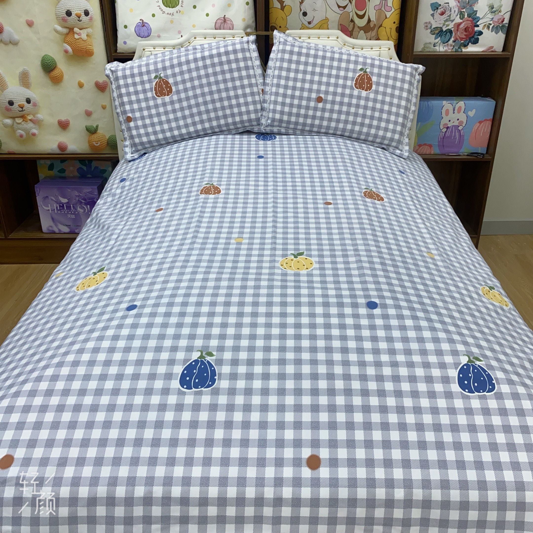 【南瓜−灰】双人床单2.3×2.4米加厚山东老粗布软凉席不跑不滑床