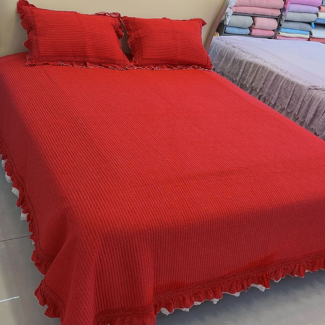 棉秒魔力莫代尔三件套红色