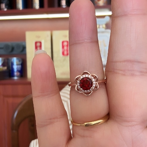 石榴石戒指银S925镶嵌