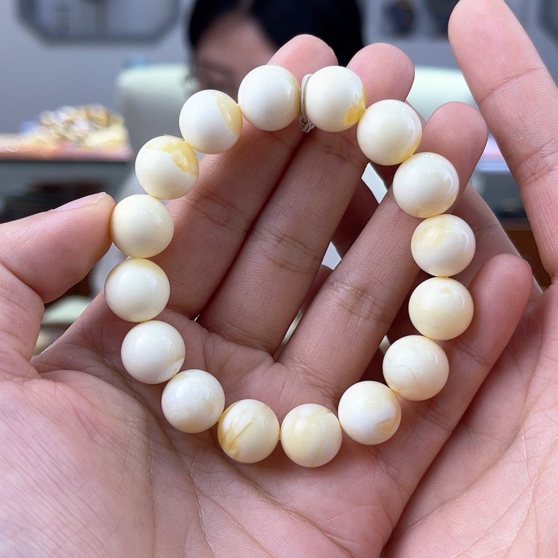 琥珀裸石未镶嵌蜜蜡手串12.2mm左右